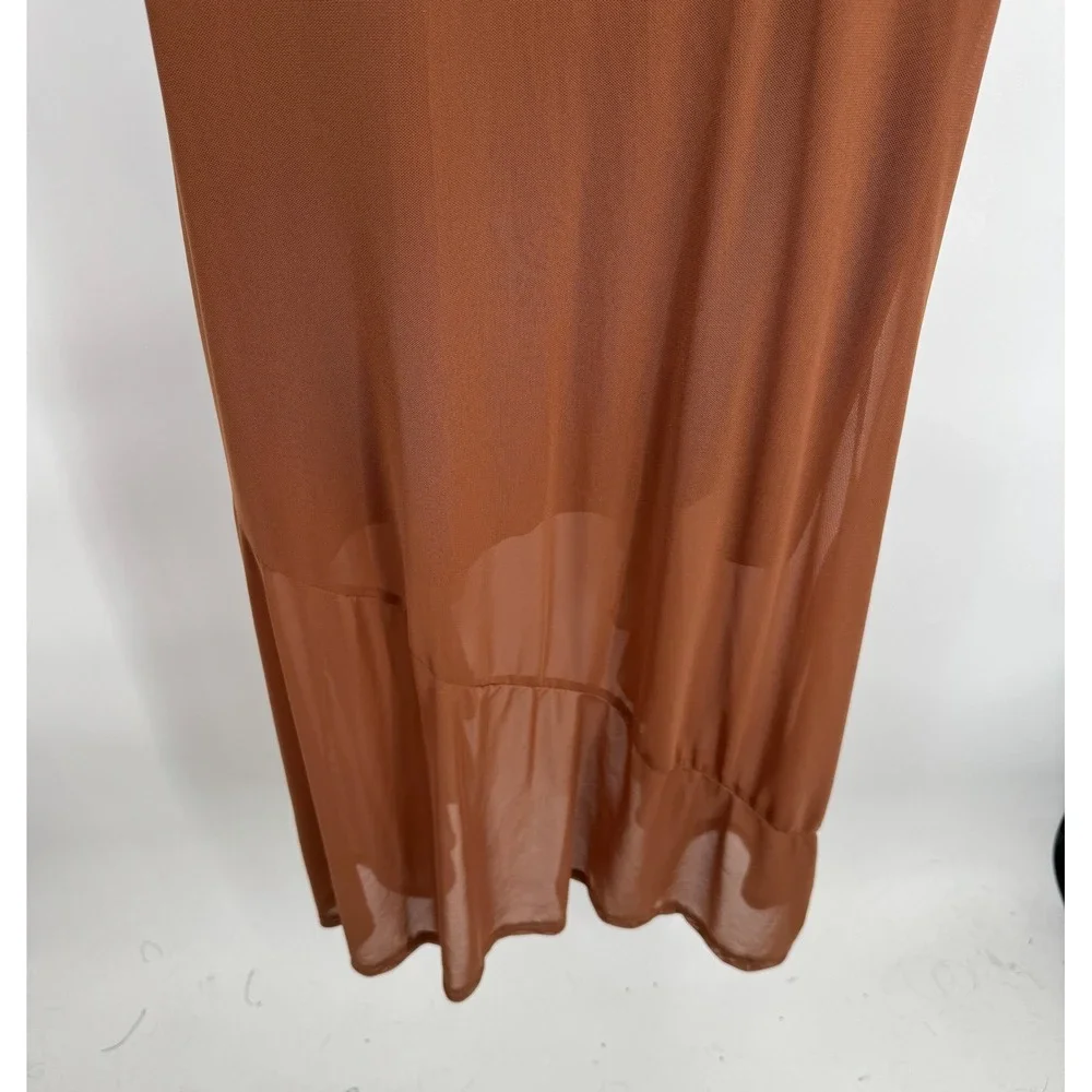 Shein Asymmetrical Fairy Dress Womens Large Brown Ruffle Layered Lace Trim